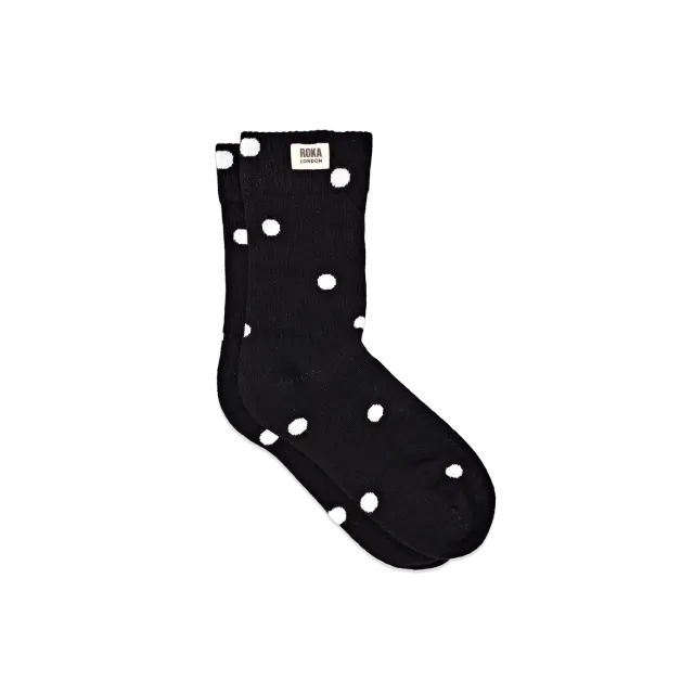 Roka London Wimbledon strømper Black Dot 36-42 økologisk
