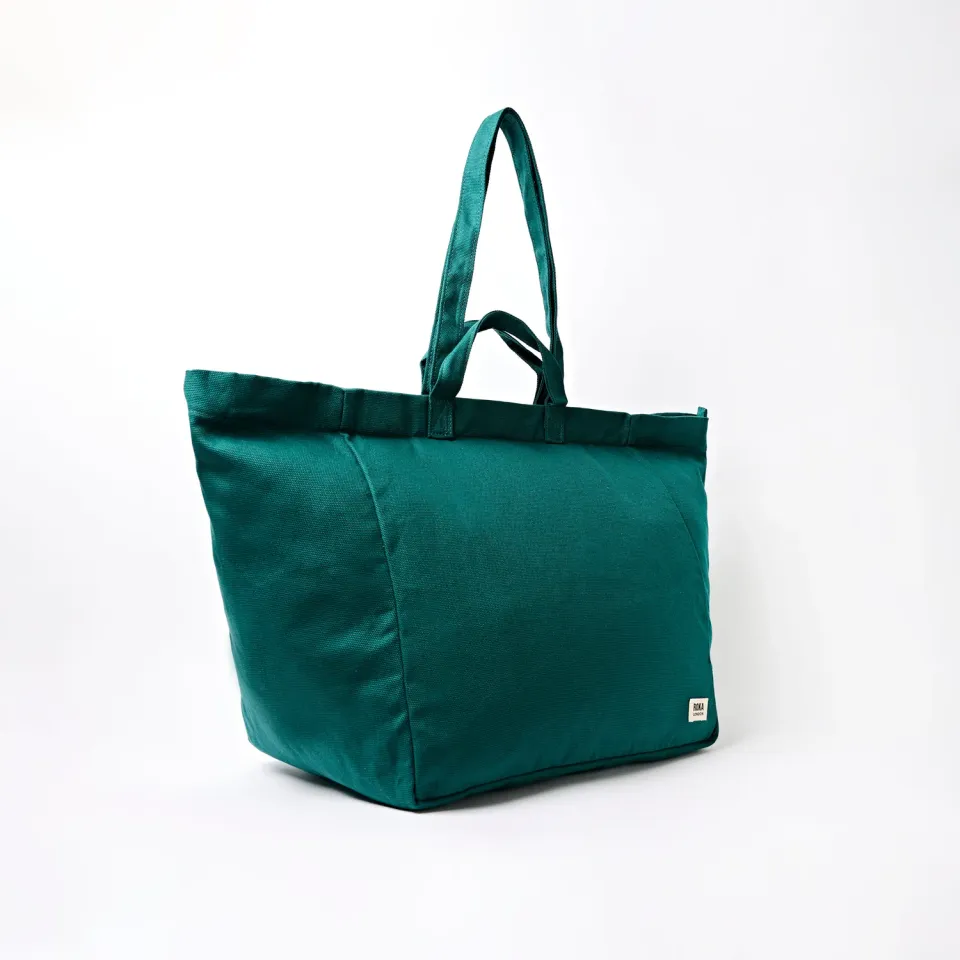 Roka London Marylebone tote large teal bomuld 43 liter