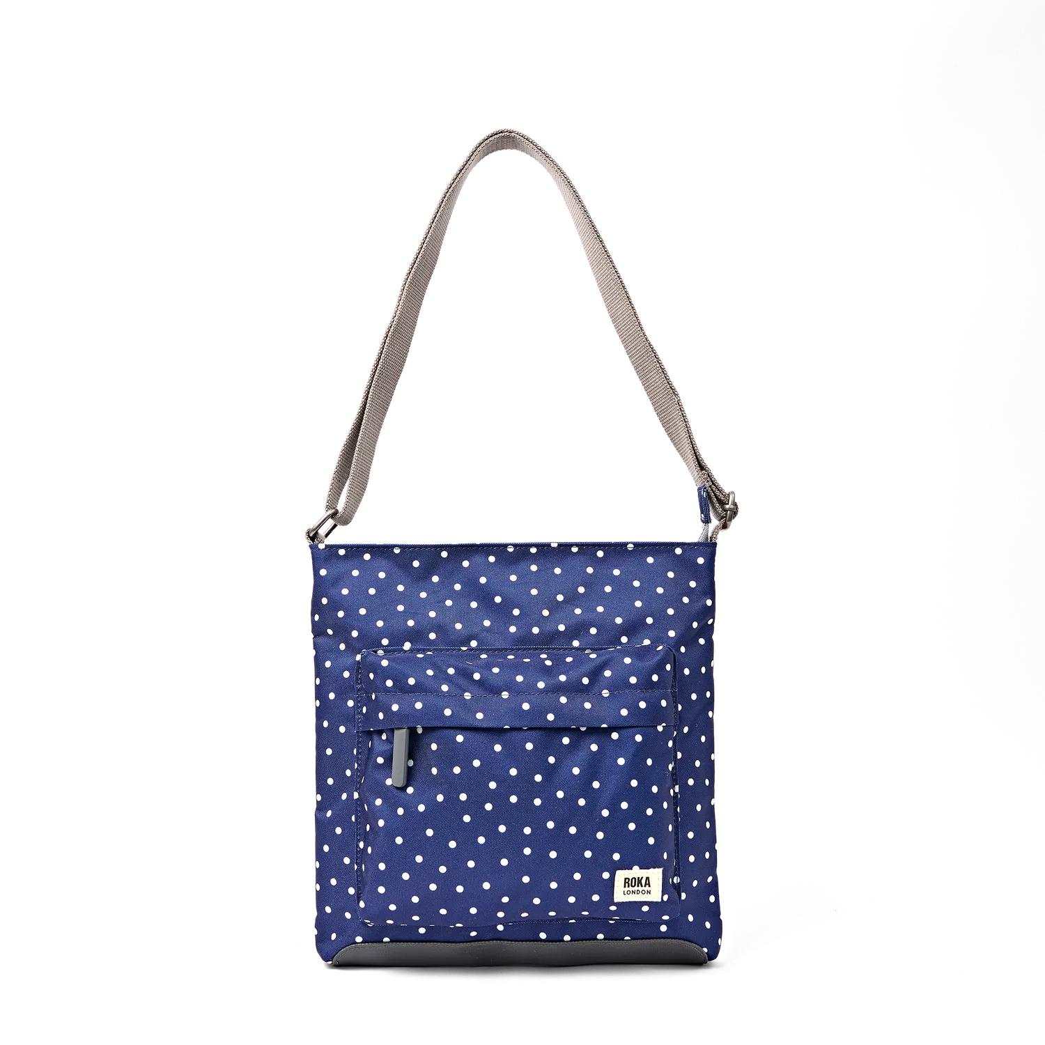 Roka London Kennington crossbody Navy Polka Dot Medium 2,7 liter