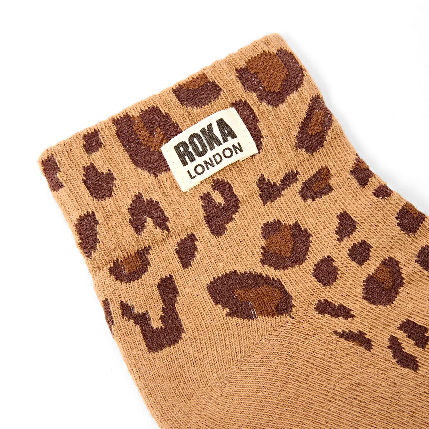 Roka London Wembley ankelsokker Leopard Sand UK 3-8 økologiske