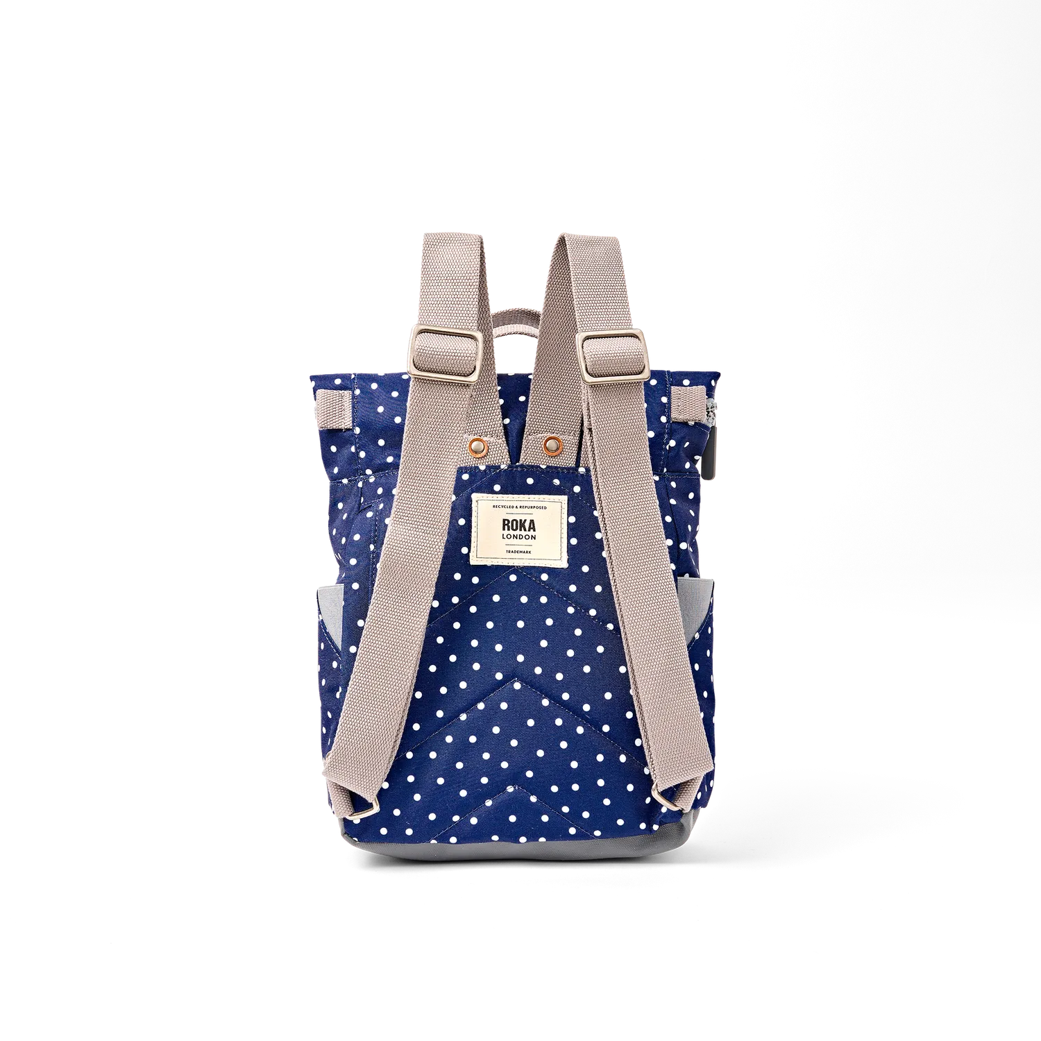 Roka London Canfield Navy Polka Dot rygsæk medium