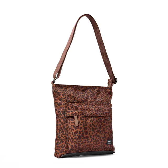 Roka London Kennington crossbody Medium mini leopard flad