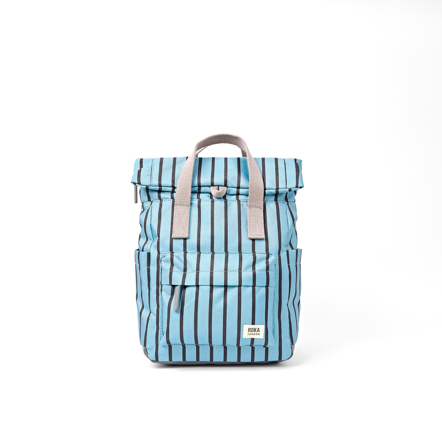 Roka London Canfield Roll Top rygsæk Blue Stripe vegansk