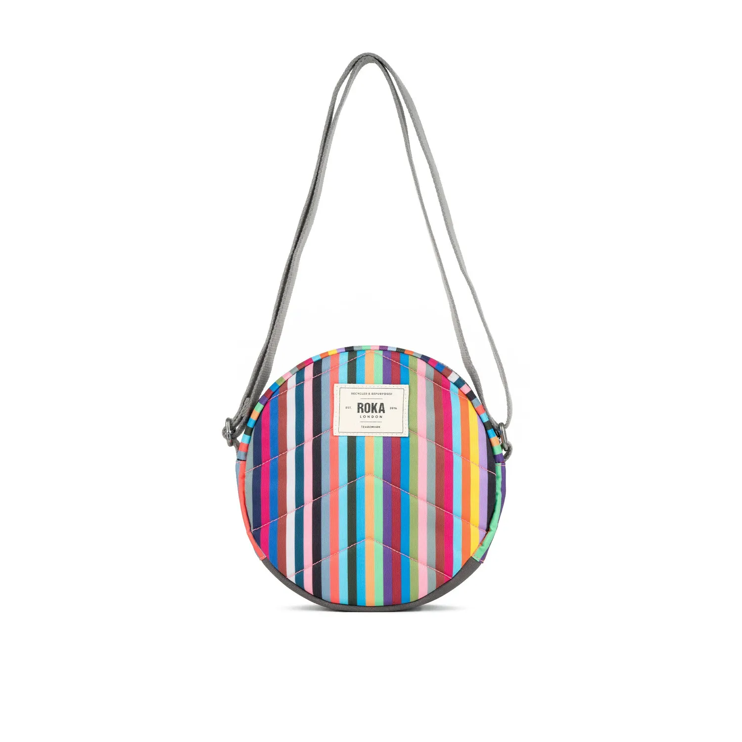 Roka London Paddington crossbody taske small multi stripe rund