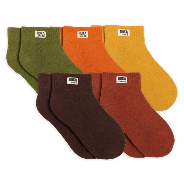 Roka London Wembley Earthy ankelstrømper dame 3-pak bomuld