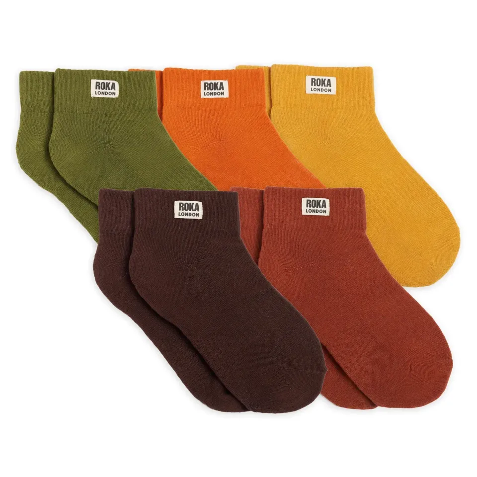 Roka London Wembley Earthy ankelstrømper dame 3-pak bomuld