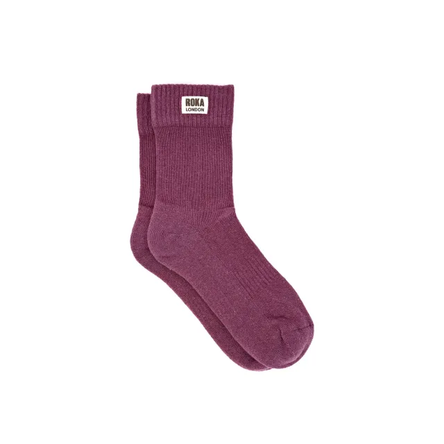 Roka London Wimbledon strømper Berry EU 36-42 økologisk bomuld