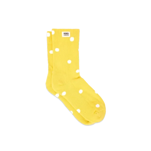 Roka London Wimbledon strømper summer yellow dot bomuld