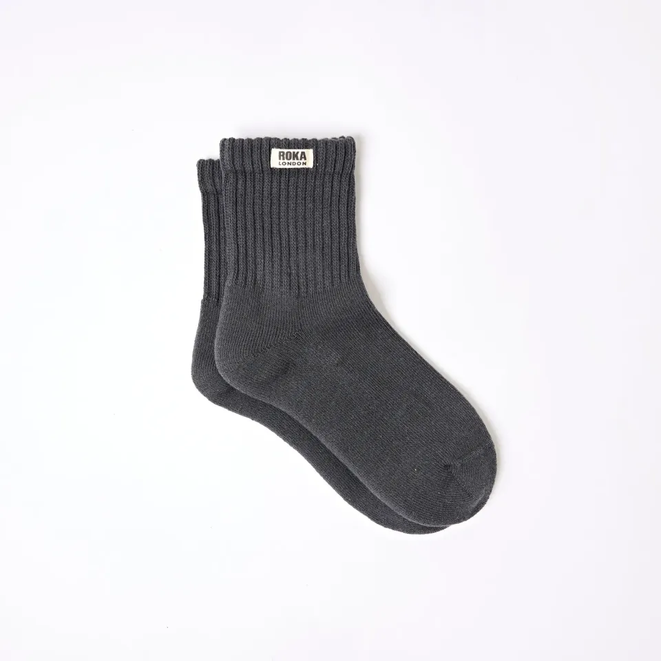 Roka London Windsor strømper faded black økologisk bomuld
