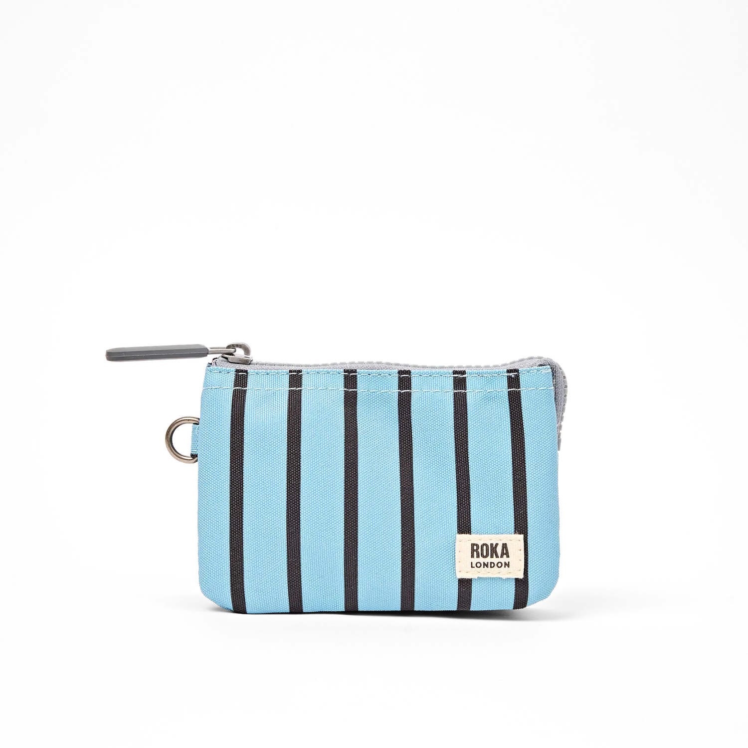Roka London Carnaby pung Small blue stripe canvas
