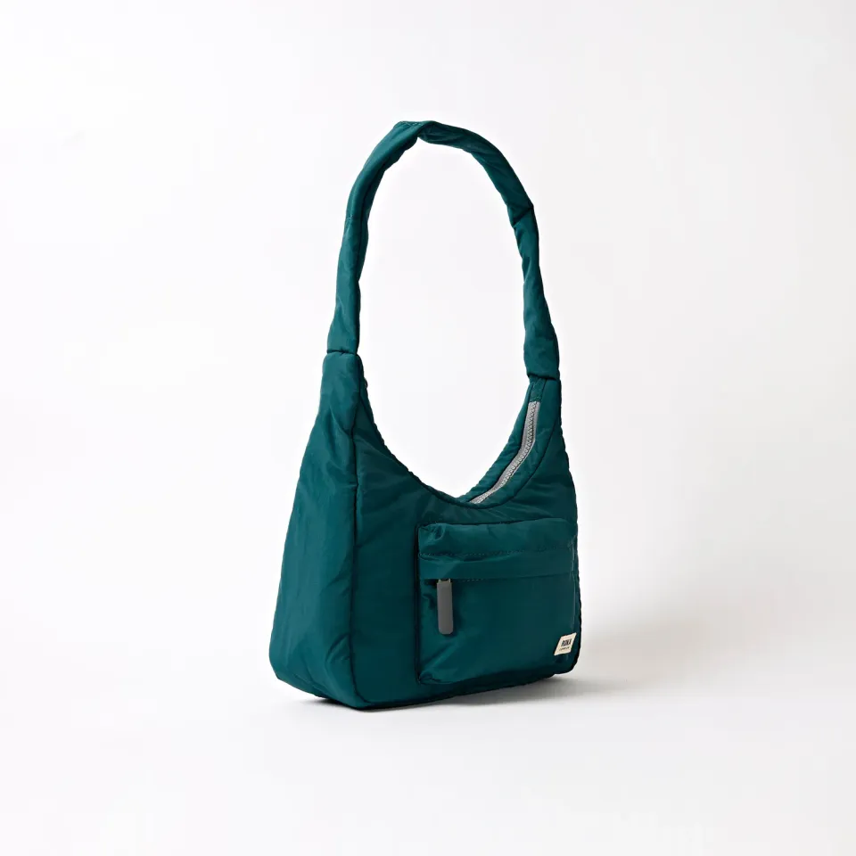 Roka London Belsize håndtaske Teal Small quiltet taslon