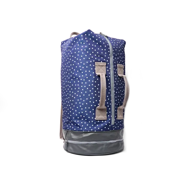 Roka London Heathrow duffelbag Navy Polka Dot Large skorum