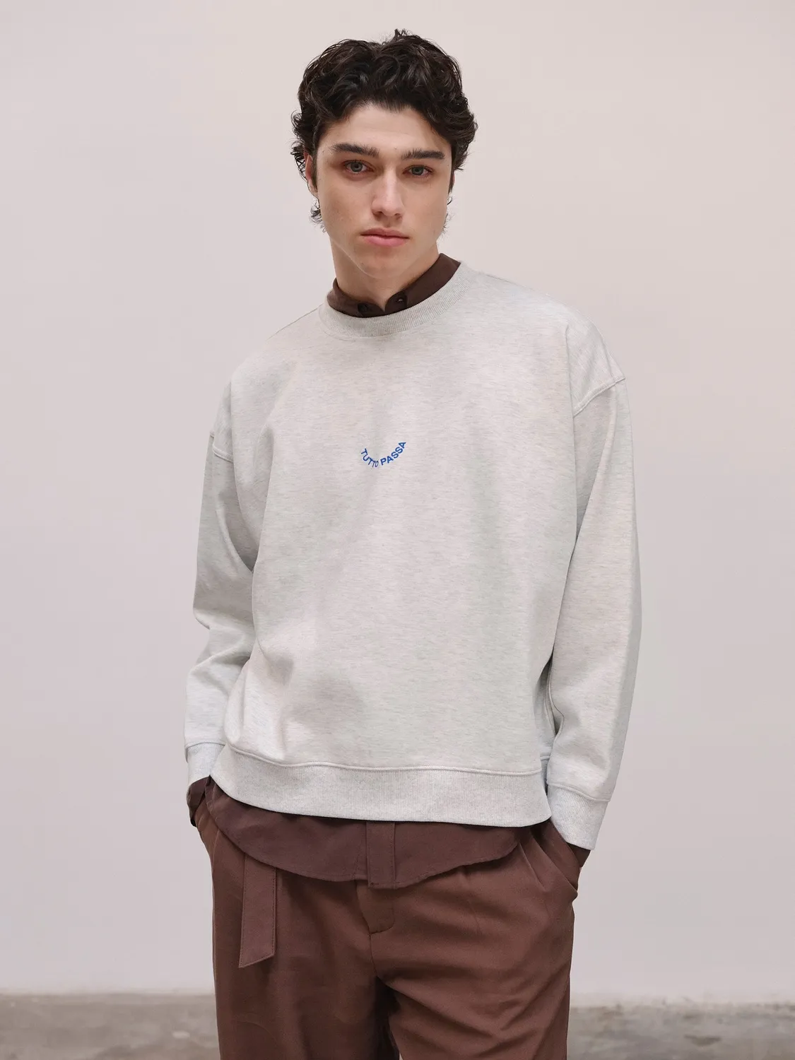 Ölend Tutto Passa sweatshirt grå relaxed fit bomuld