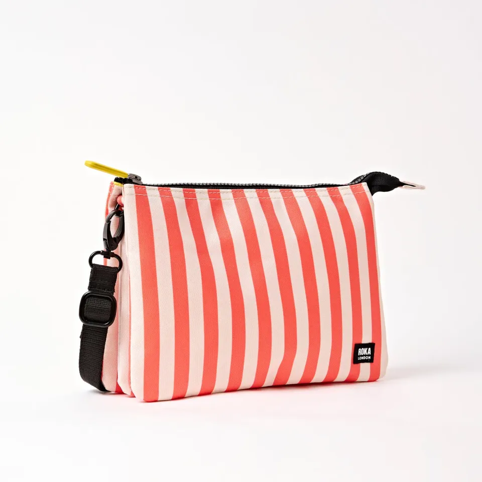 Roka London Carnaby crossbody taske Coral Stripe XL organizer