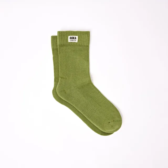 Roka London Wimbledon Crew strømper Avocado 40-48 økologisk bomuld