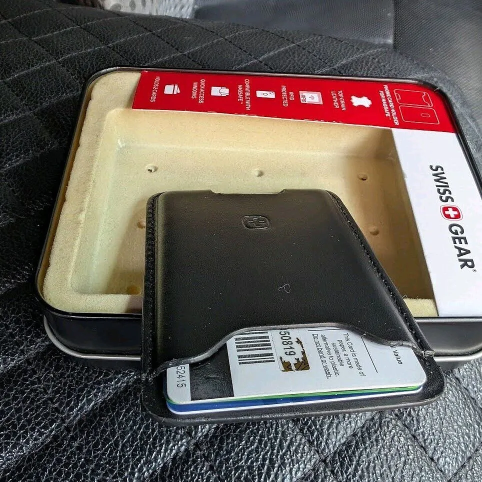 Swissgear Snapp MagSafe kortholder sort læder RFID