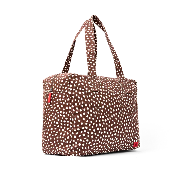Roka London Sloane Medium skuldertaske Brown Spot laptop