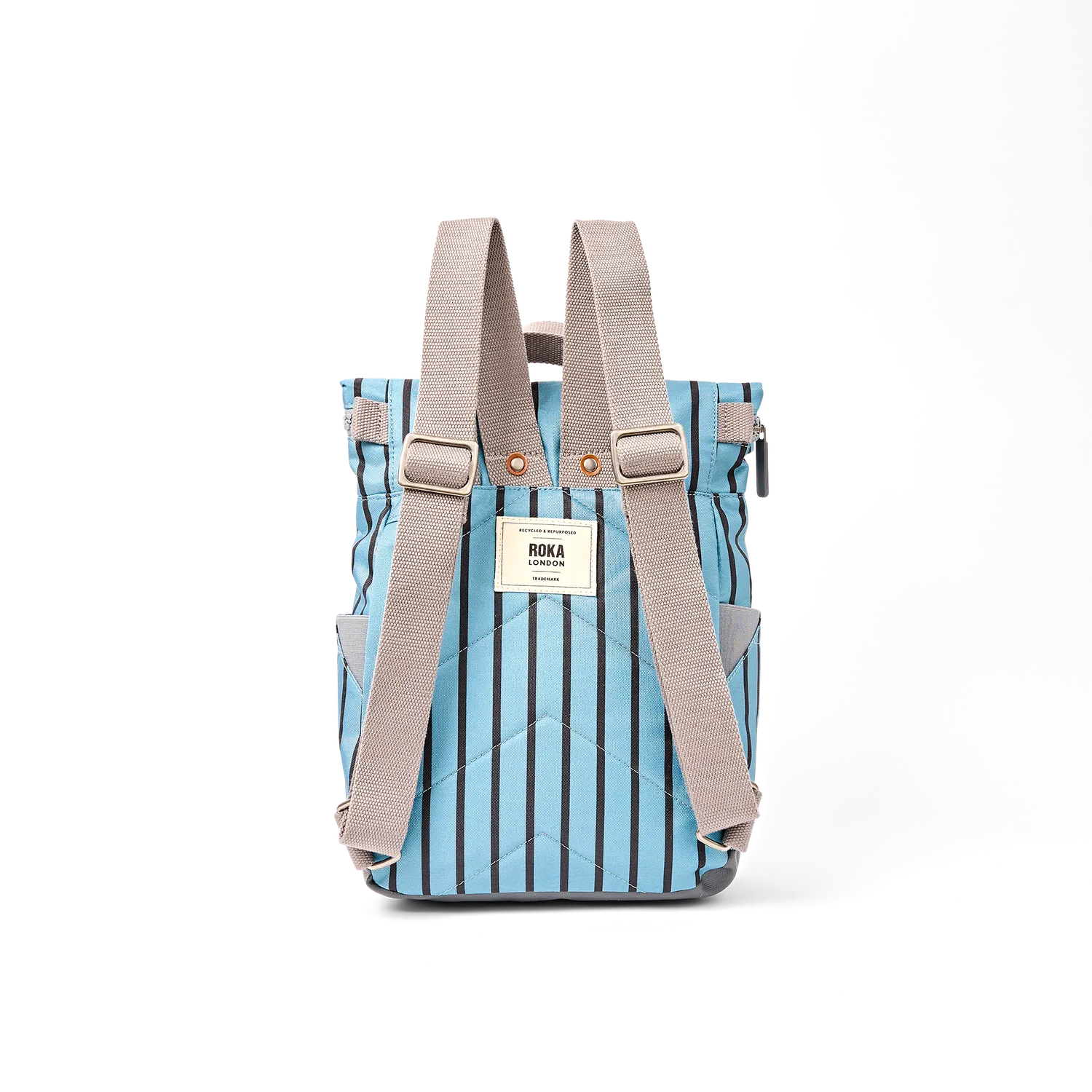 Roka London Canfield Roll Top rygsæk Blue Stripe vegansk