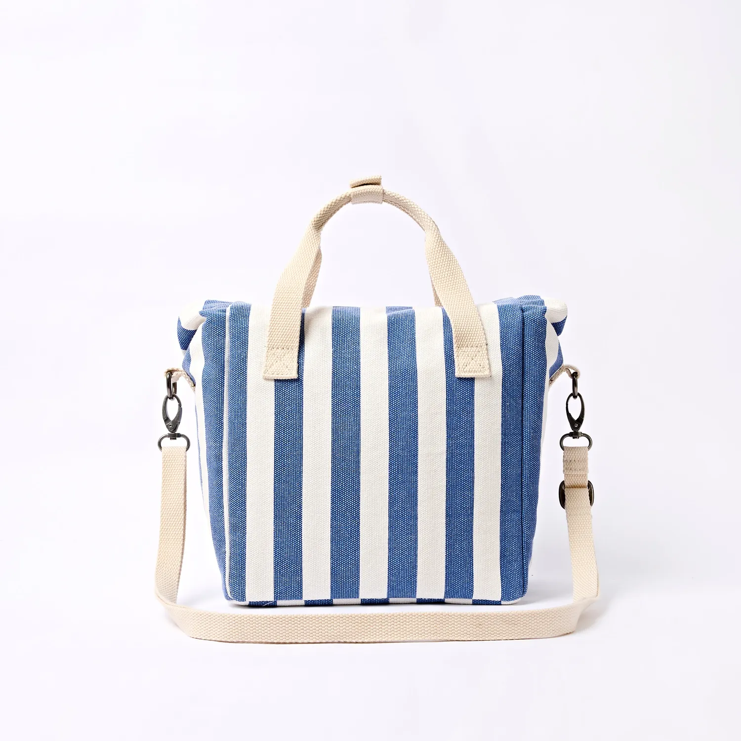 Roka London Hampstead madtaske Denim Stripe isoleret