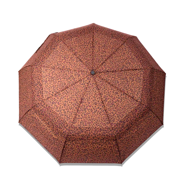 Roka London Waterloo paraply Brown Mini Leopard lommemodel