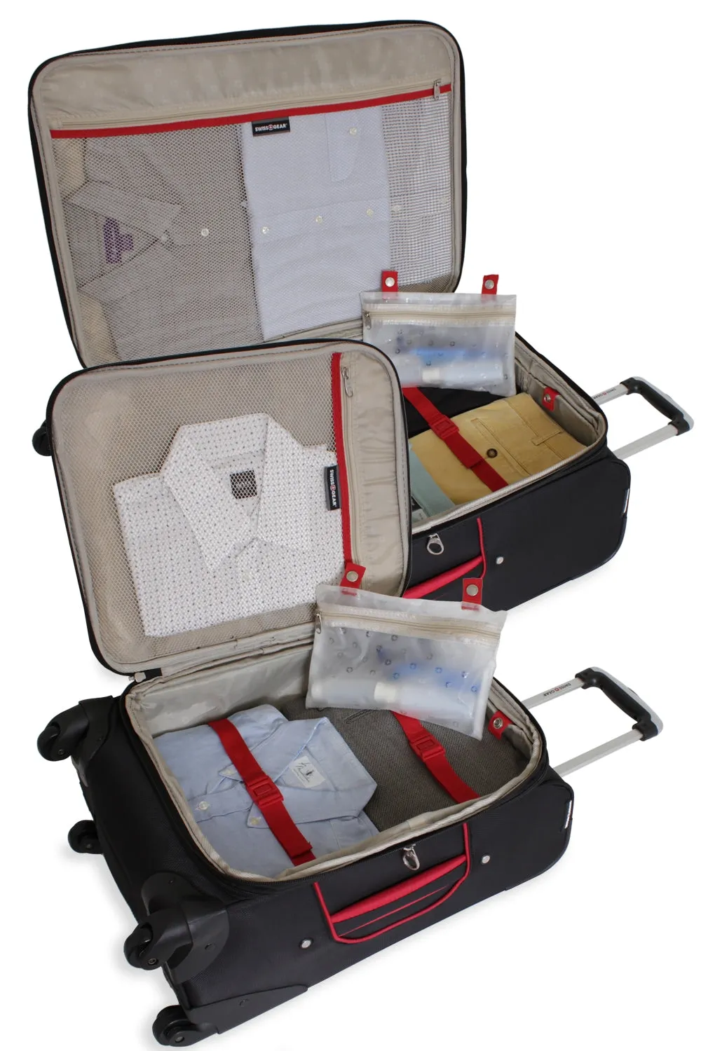 Swissgear 7317 2-Piece spinner kuffertsæt sort/rød udvidelig