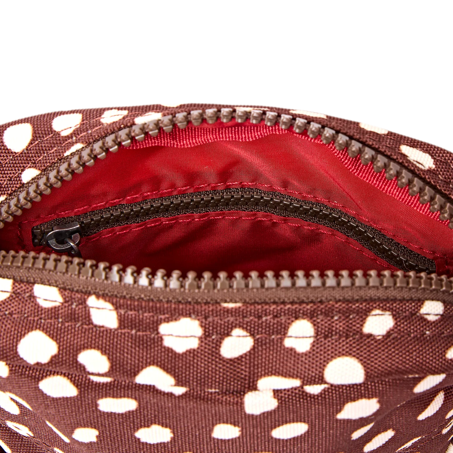 Roka London Bond crossbody taske Small Brown Dot polstret
