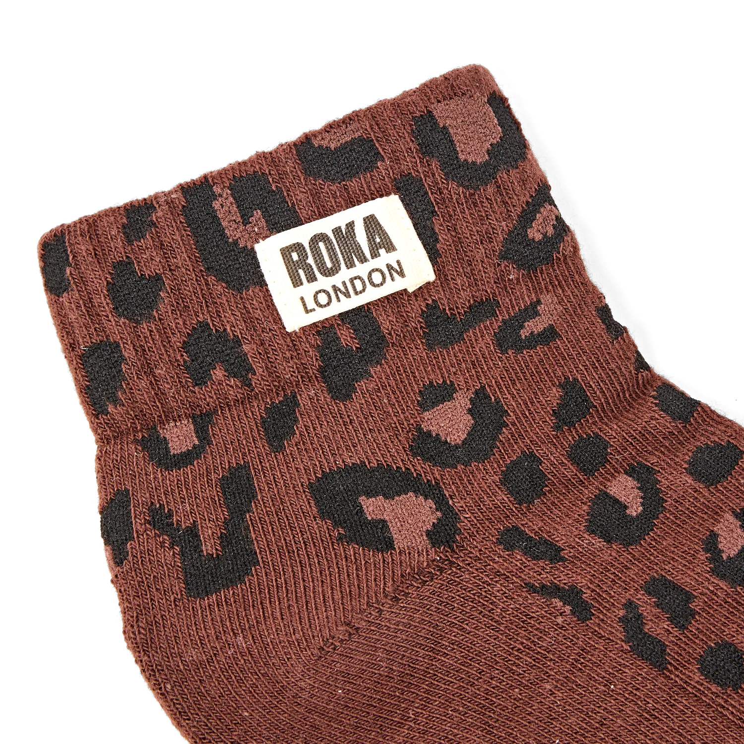 Roka London Wembley ankelstrømper mini leopard økobomuld