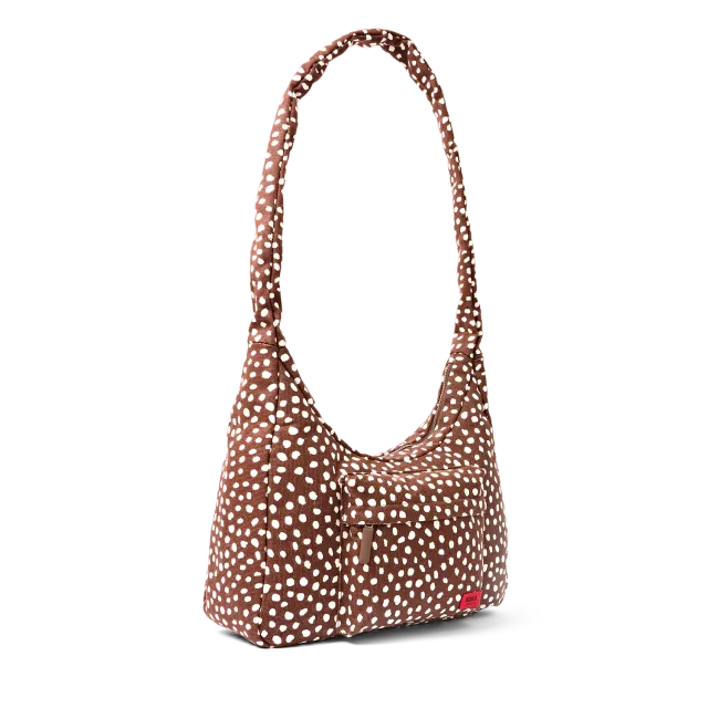 Roka London Belsize skuldertaske Brown Spot canvas