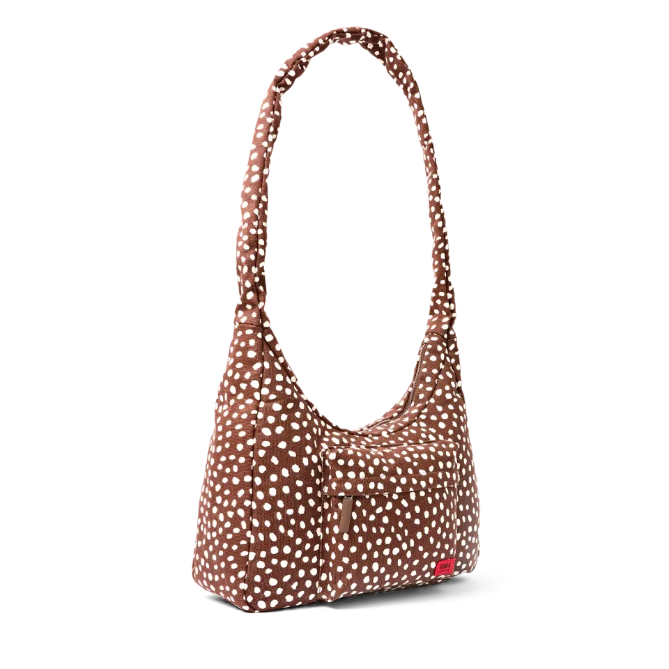 Roka London Belsize skuldertaske Brown Spot canvas