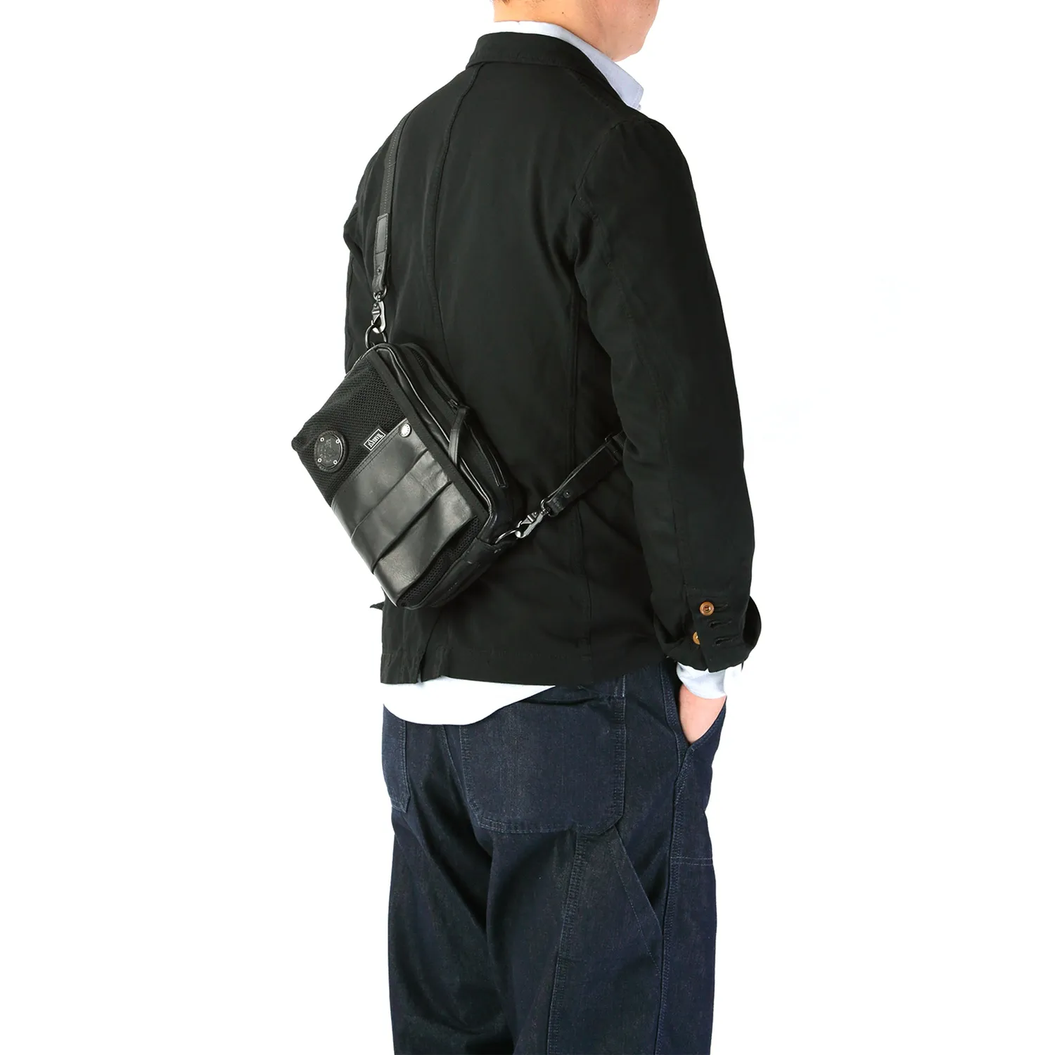 Harvest Label Custom Pelle HP-0200 skuldertaske sort læder