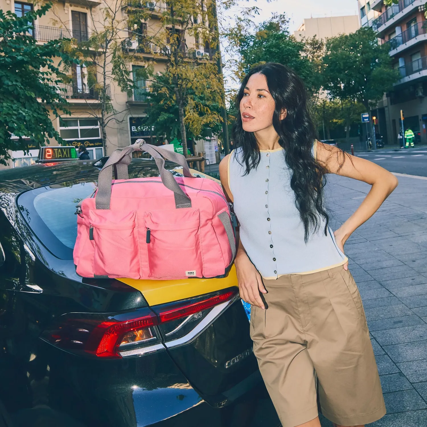 Roka Gatwick duffel taske pink Small med laptoprum
