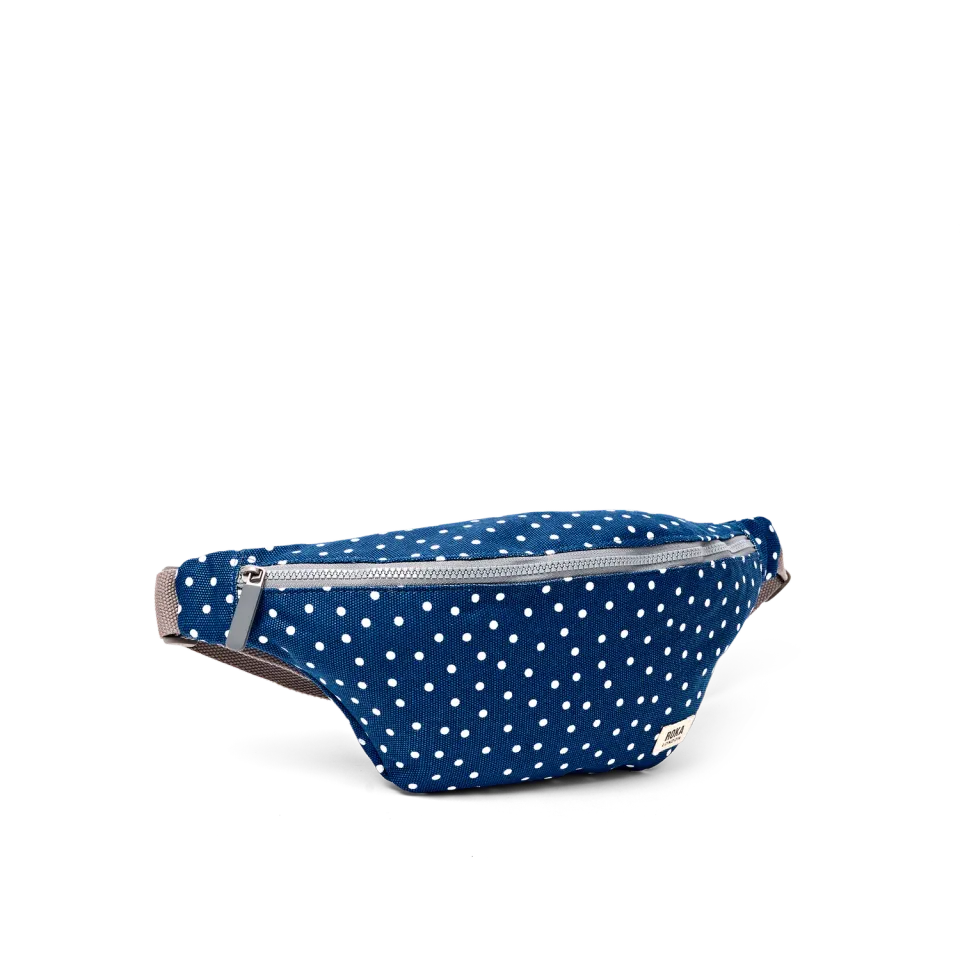 Roka London Mill Hill Small bæltetaske navy polka 3,7 liter