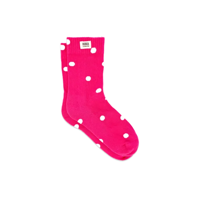 Roka London Wimbledon strømper Pink Dot 36-42 økologisk