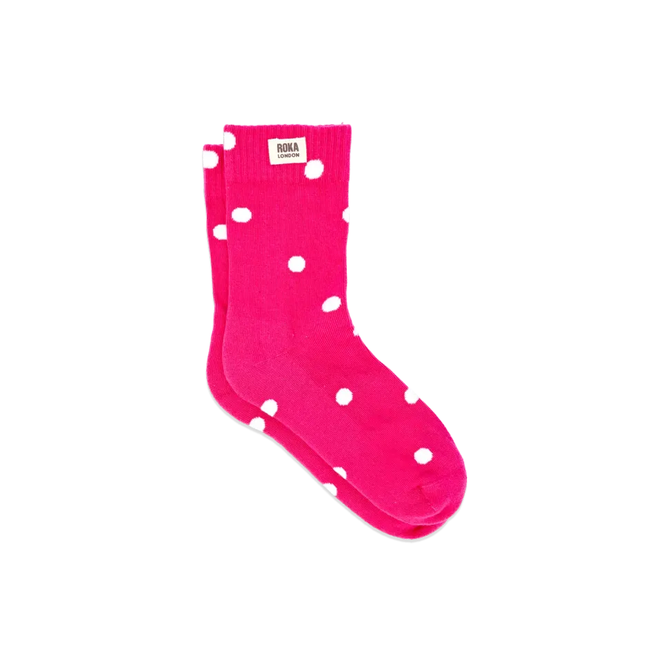 Roka London Wimbledon strømper Pink Dot 36-42 økologisk