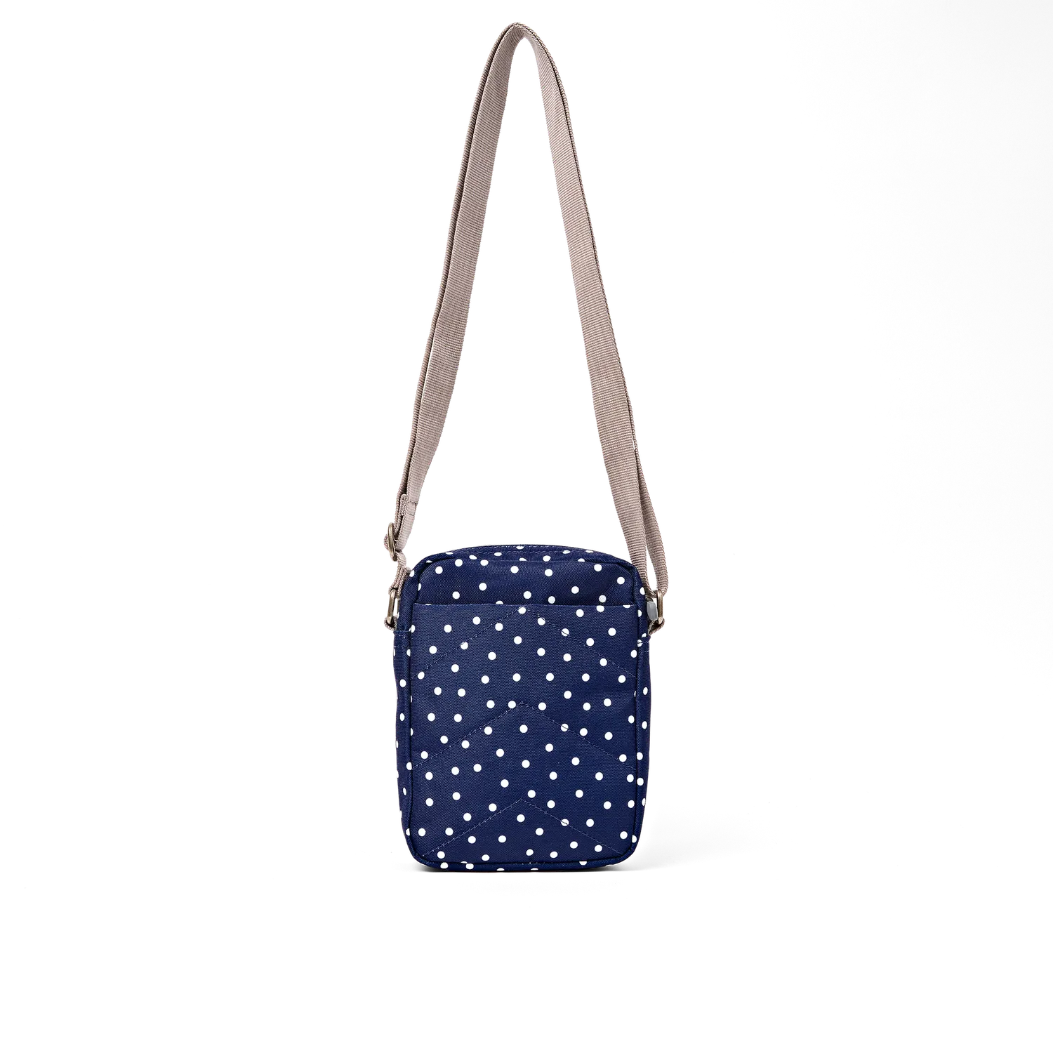 Roka London Bond Pocket crossbody taske Small navy polka dot vandafvisende