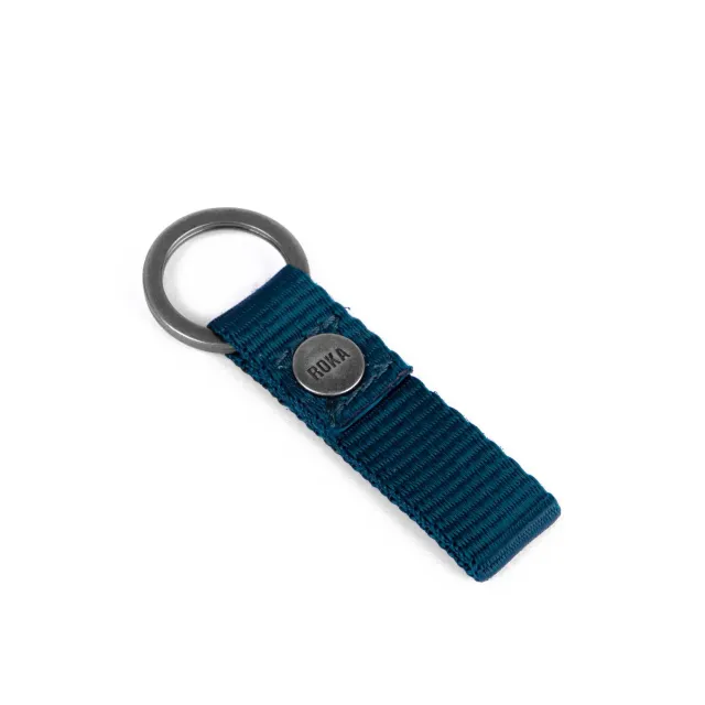 Roka London Portland nøglering teal genbrugscanvas