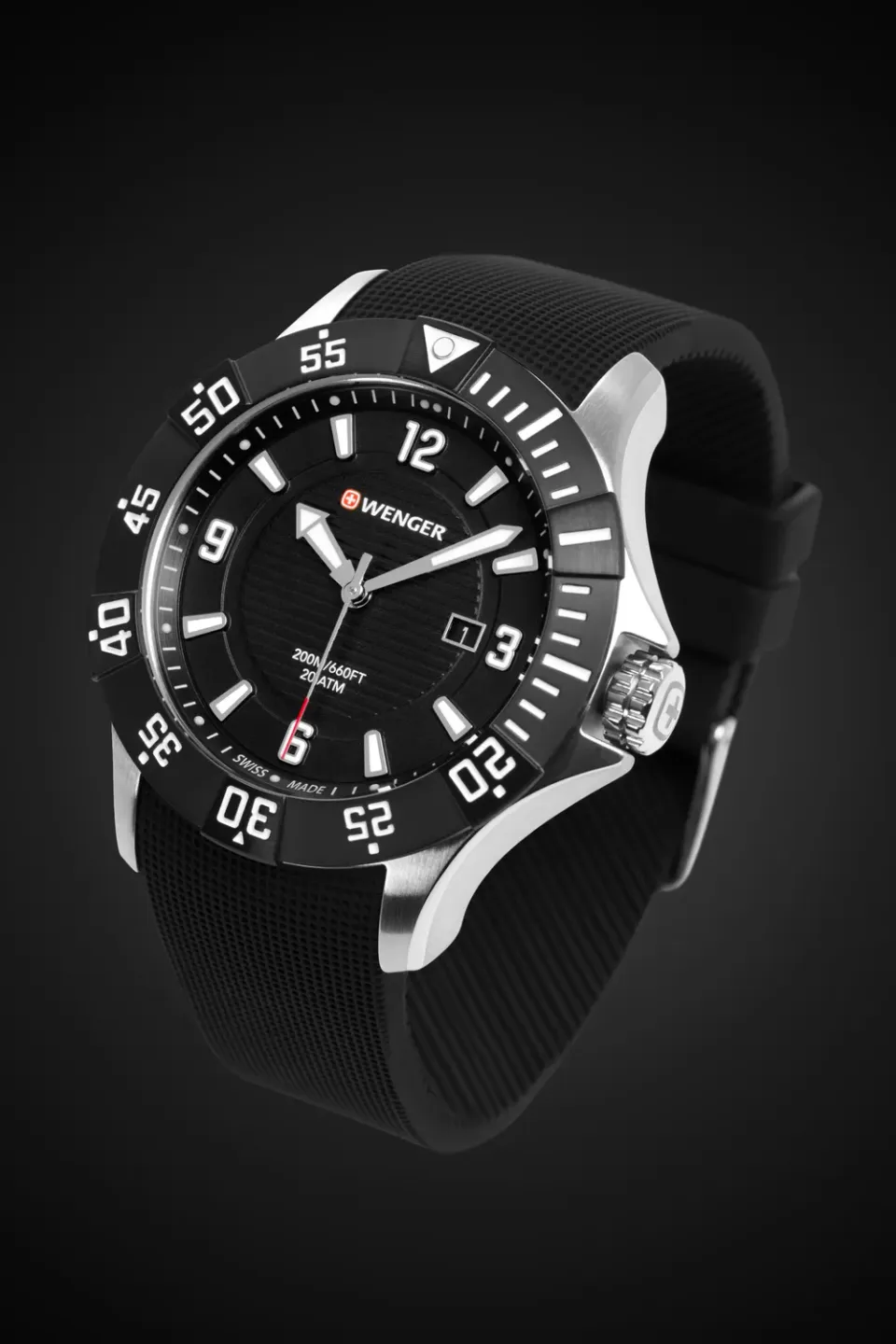 Wenger Seaforce ur sort silikone 200 m