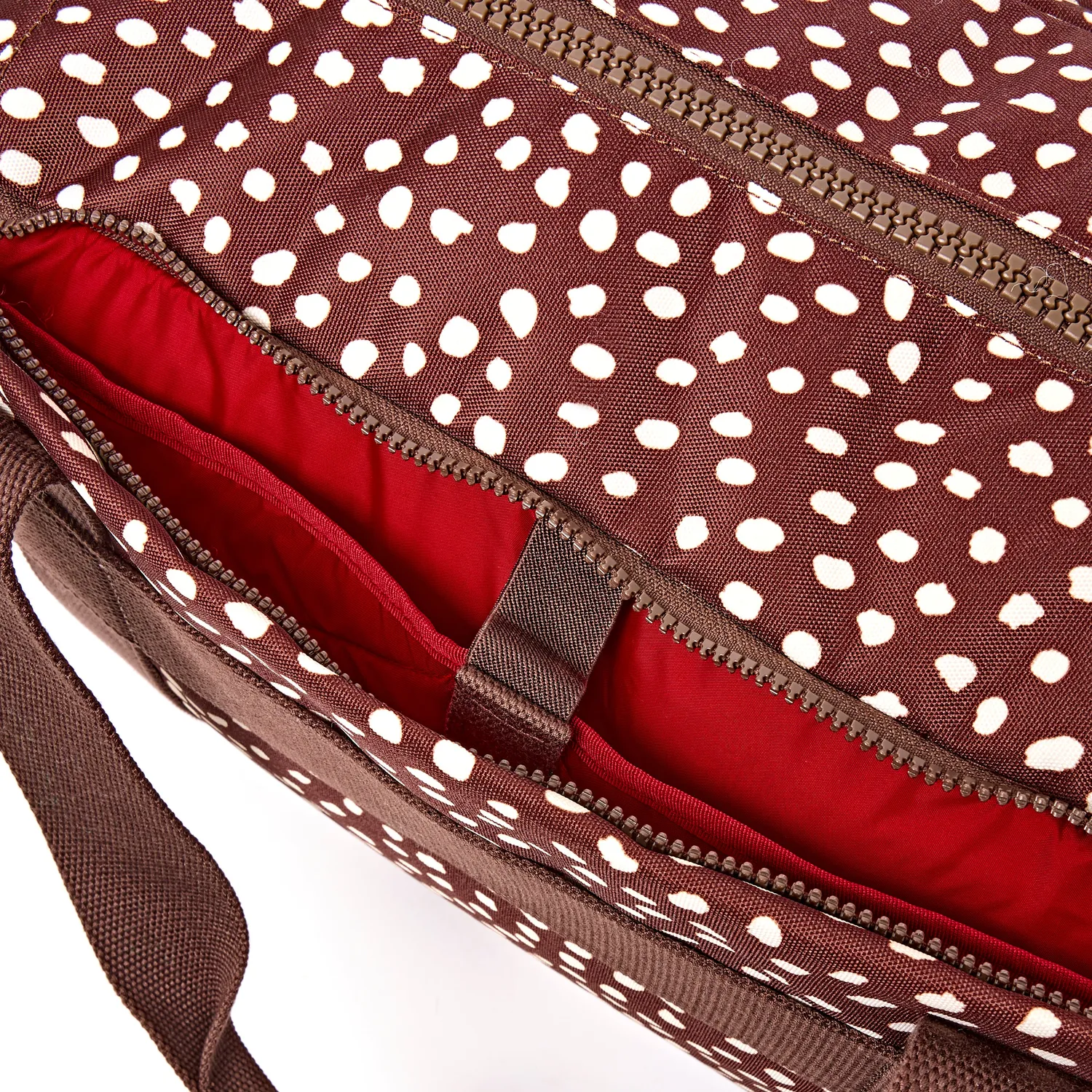 Roka London Gatwick duffeltaske Brown Dot Small med laptoprum