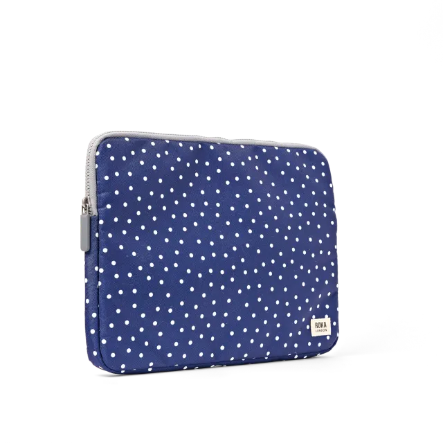 Roka London Brick Lane laptop sleeve 14 navy polka dot