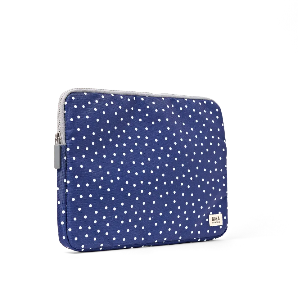 Roka London Brick Lane laptop sleeve 14 navy polka dot
