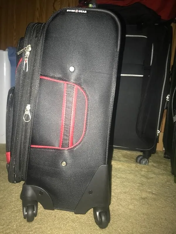 Swissgear 7317 Large checked spinner kuffert sort/rød
