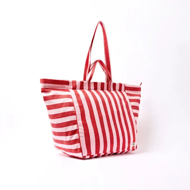 Roka London Marylebone tote bag Strawberry Stripe Large 43 liter