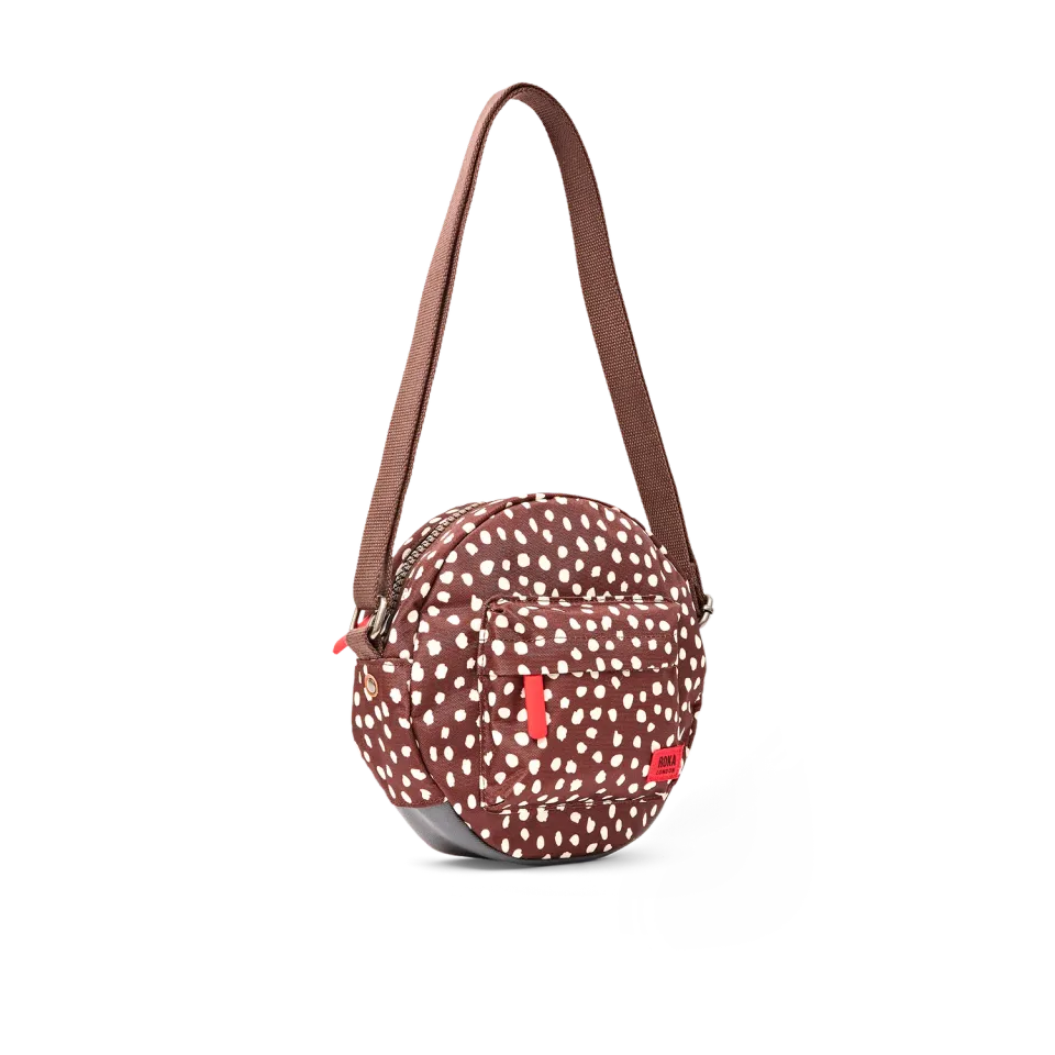 Roka London Paddington crossbody taske Brown Dot Small rund