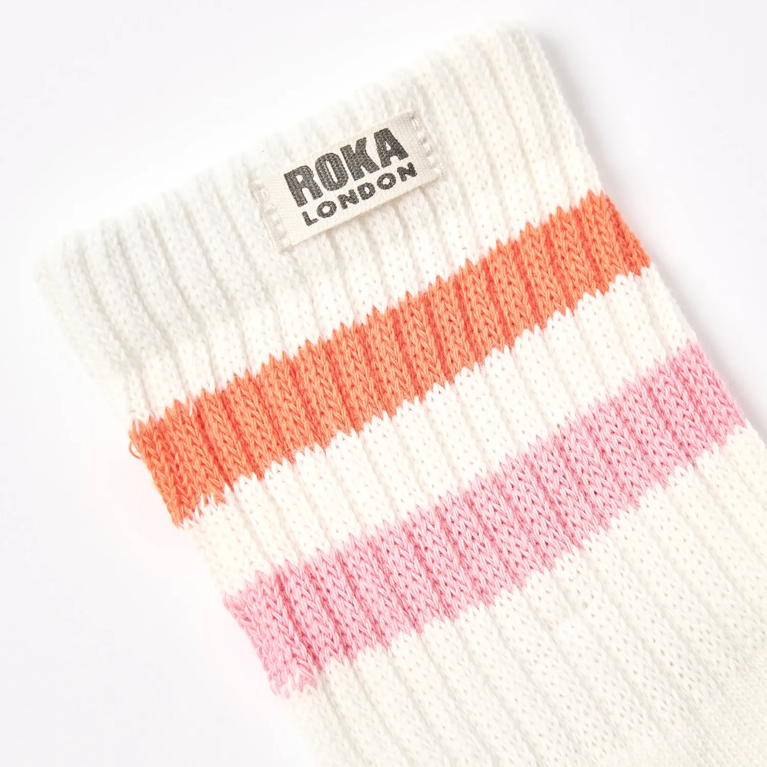 Roka London Windsor Stripe strømper Mandarin lyserød