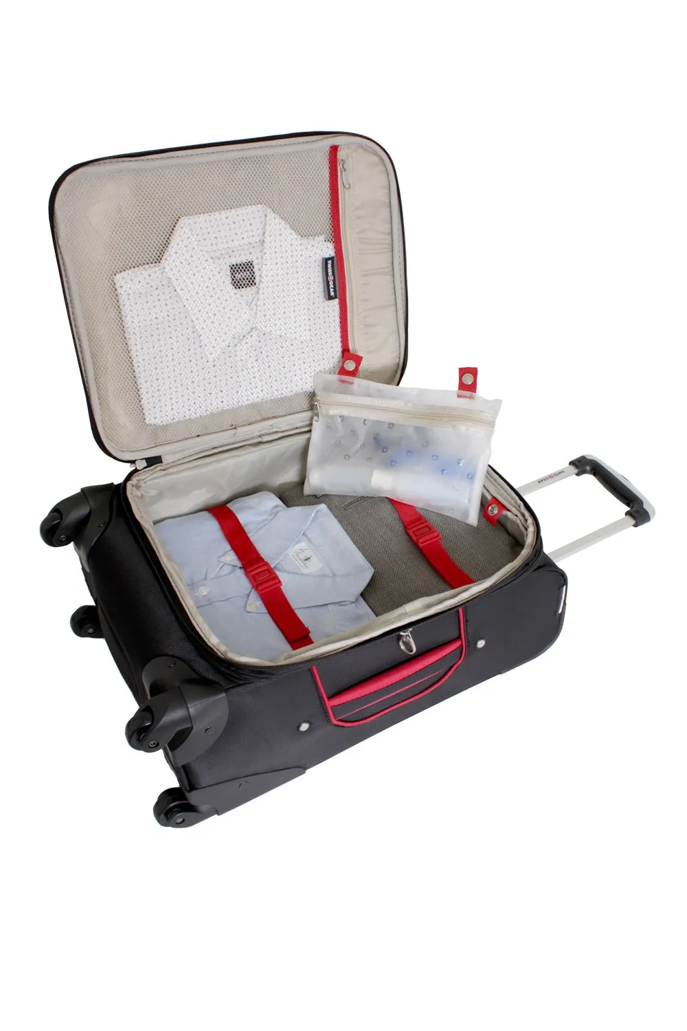 Swissgear 7317 2-Piece spinner kuffertsæt sort/rød udvidelig