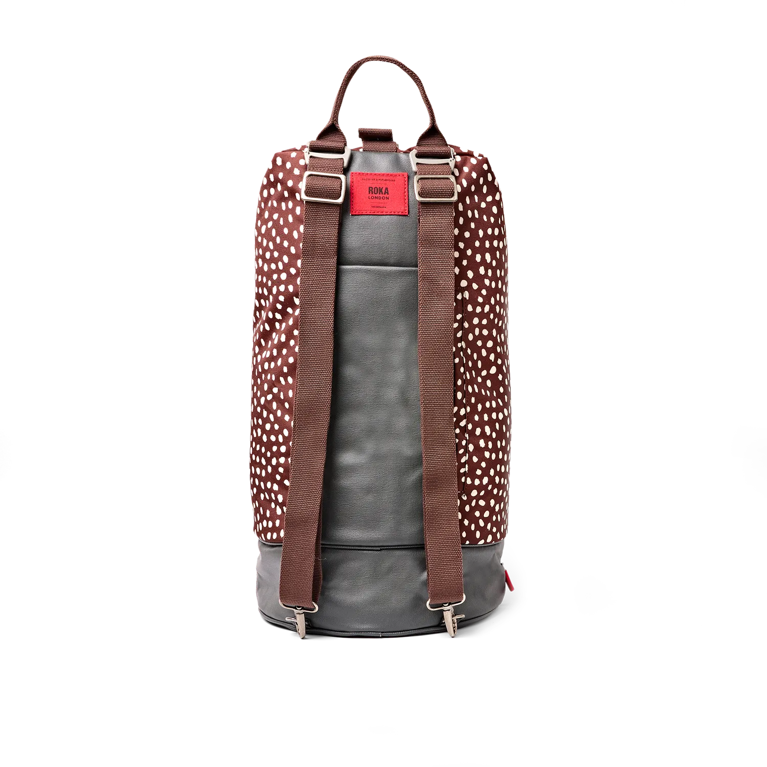 Roka London Heathrow duffelbag rygsæk large brun prik 50L