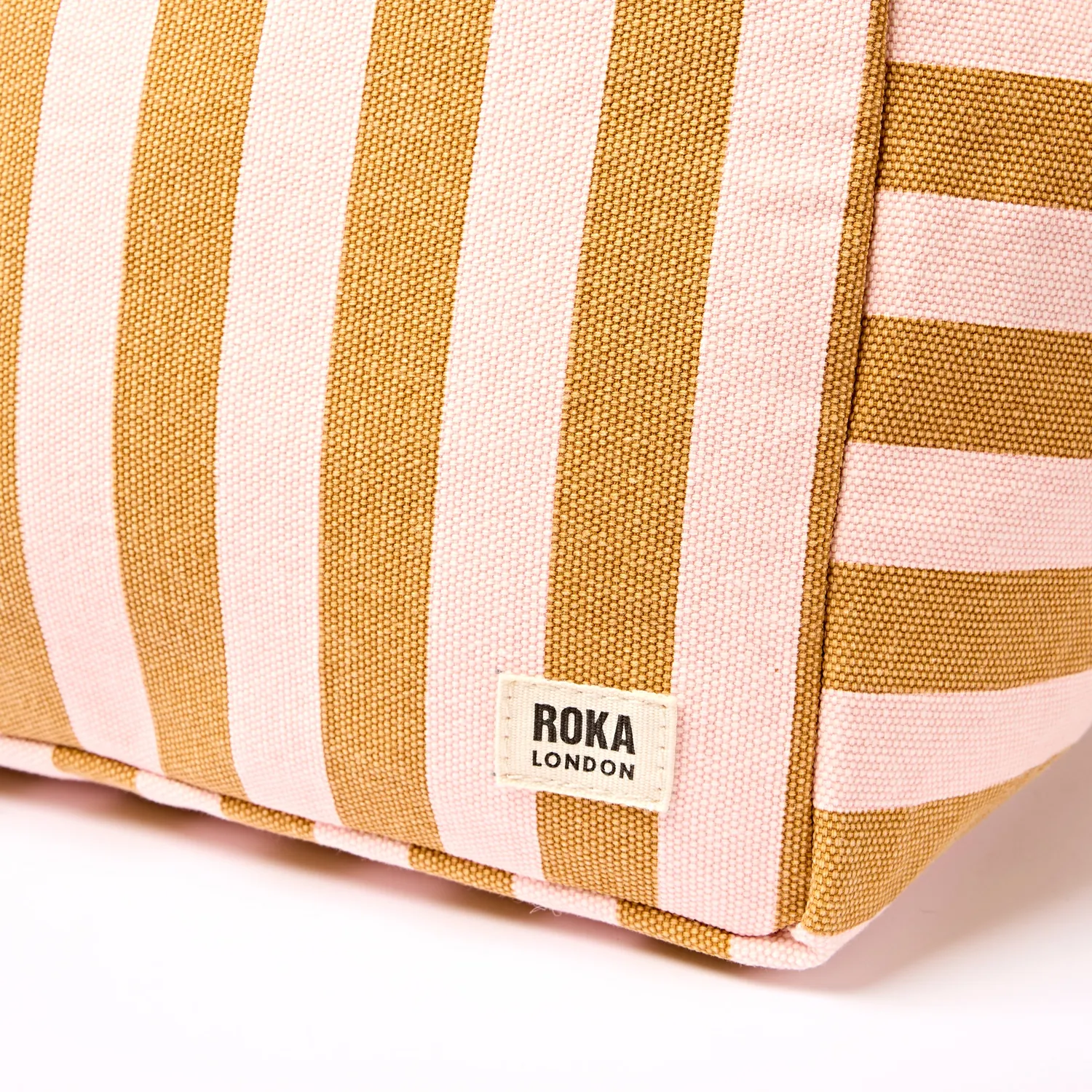 Roka London Marylebone Rose Gold Stripe totebag large 43 liter bomuld