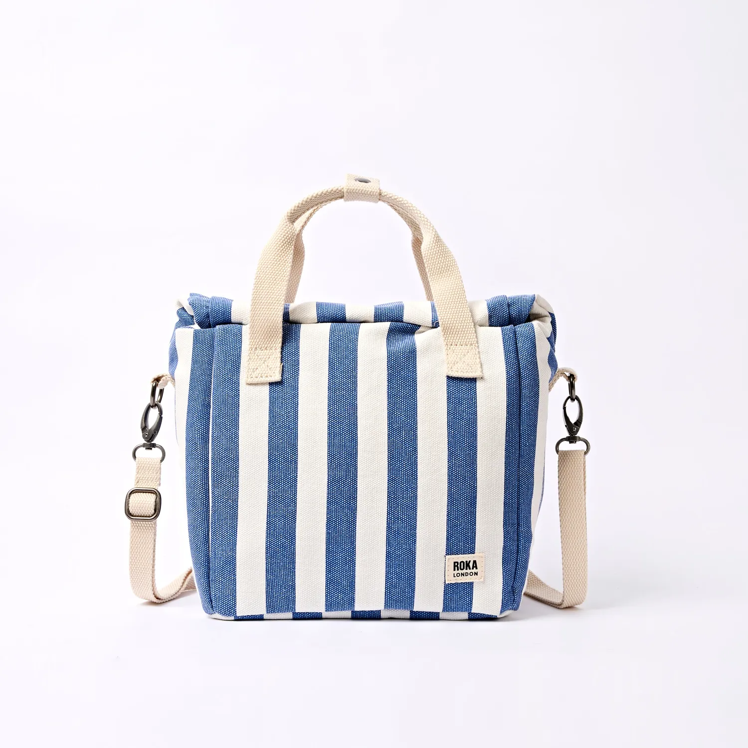 Roka London Hampstead madtaske Denim Stripe isoleret