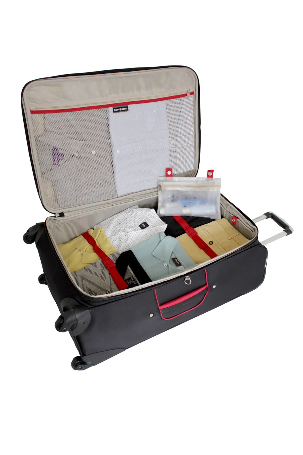 Swissgear 7317 Large checked spinner kuffert sort/rød
