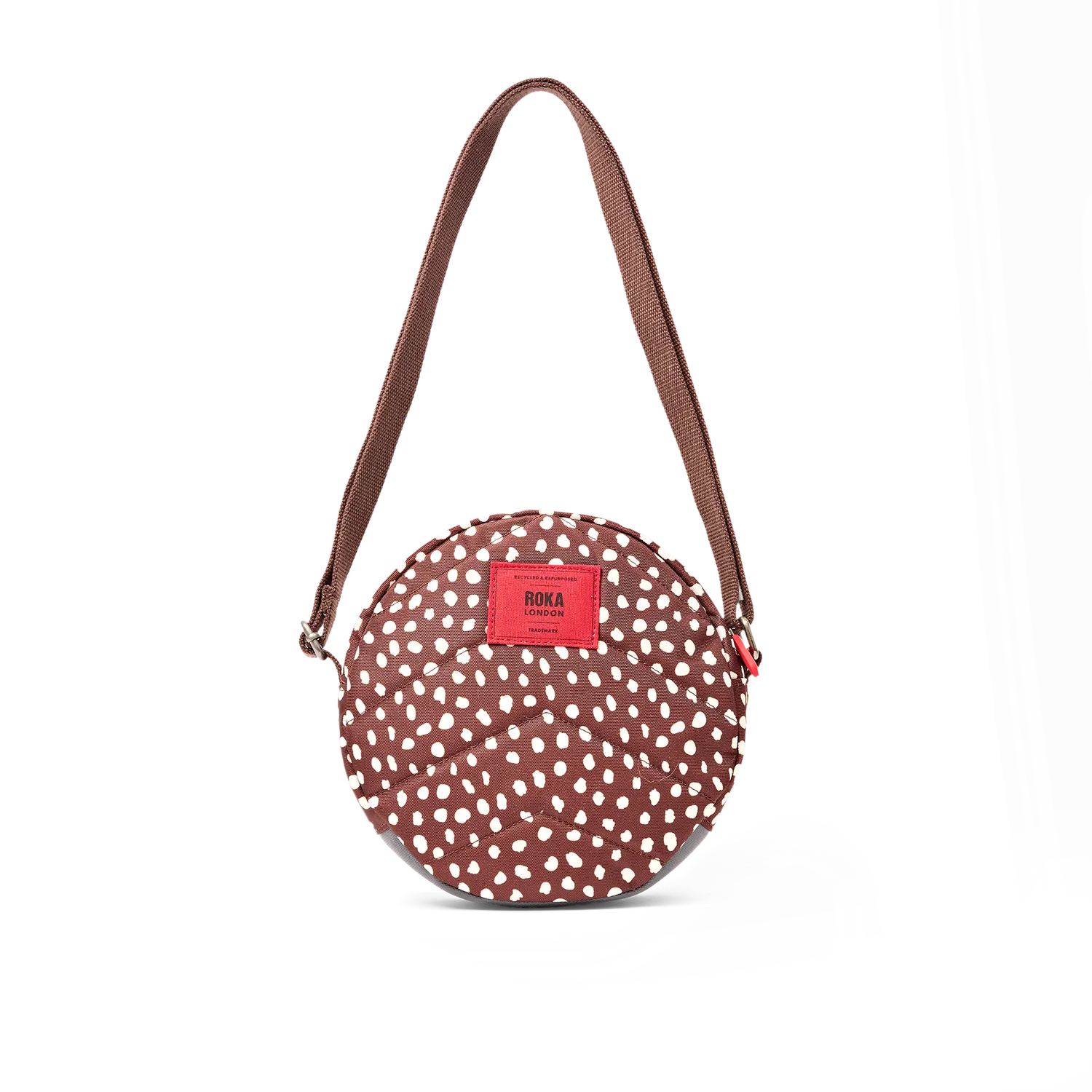 Roka London Paddington crossbody taske Brown Dot Small rund